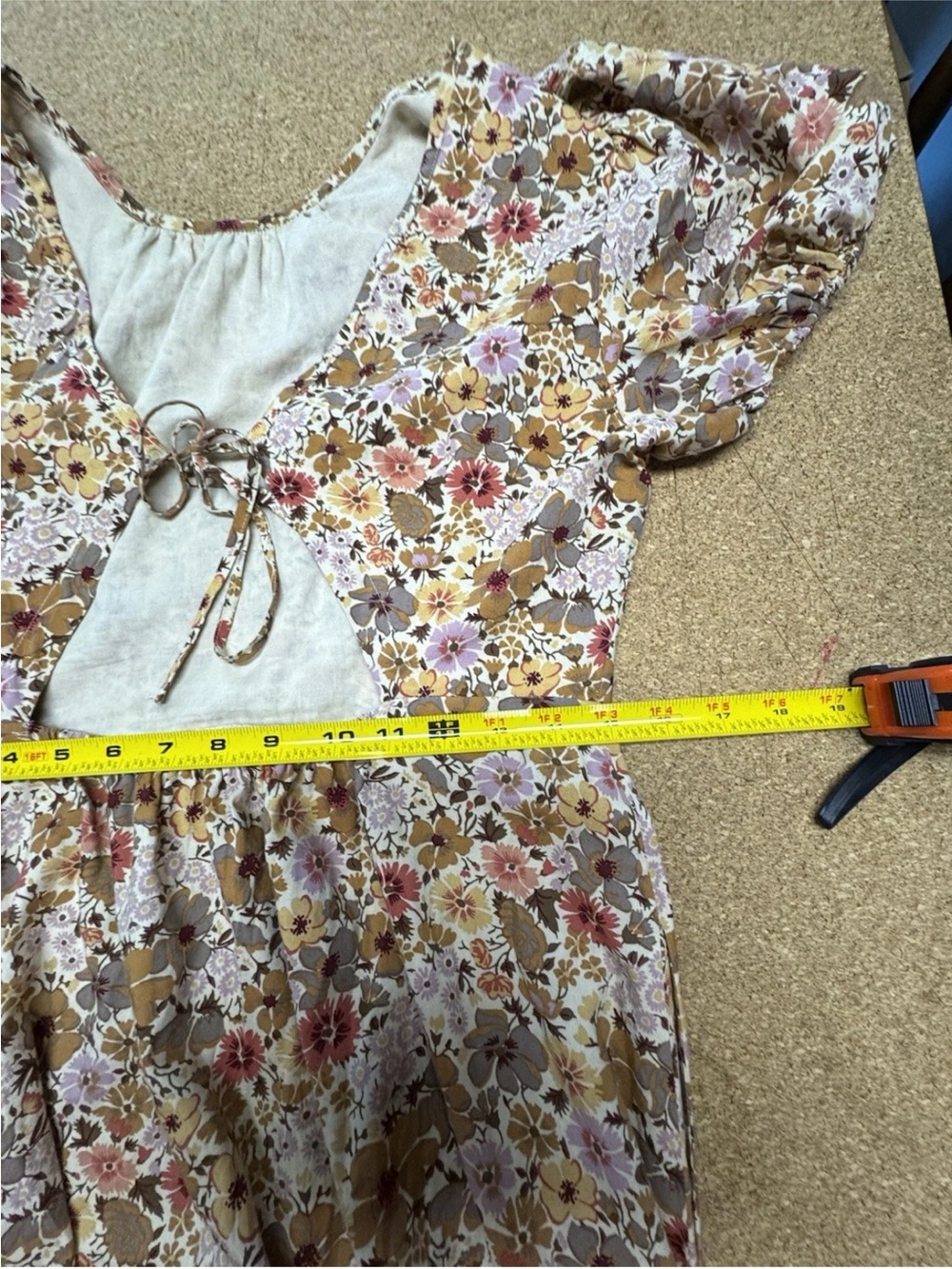 Madewell Puff Sleeve Open Back Midi Dress 10 Flora Field Floral Cottagecore - Picture 9 of 10